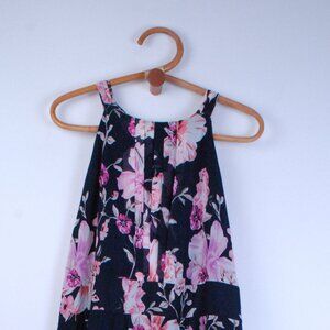 Eliza J. Navy Floral Tiered Chiffon Ruffled Coquette Soft Girl Cottagecore Dress